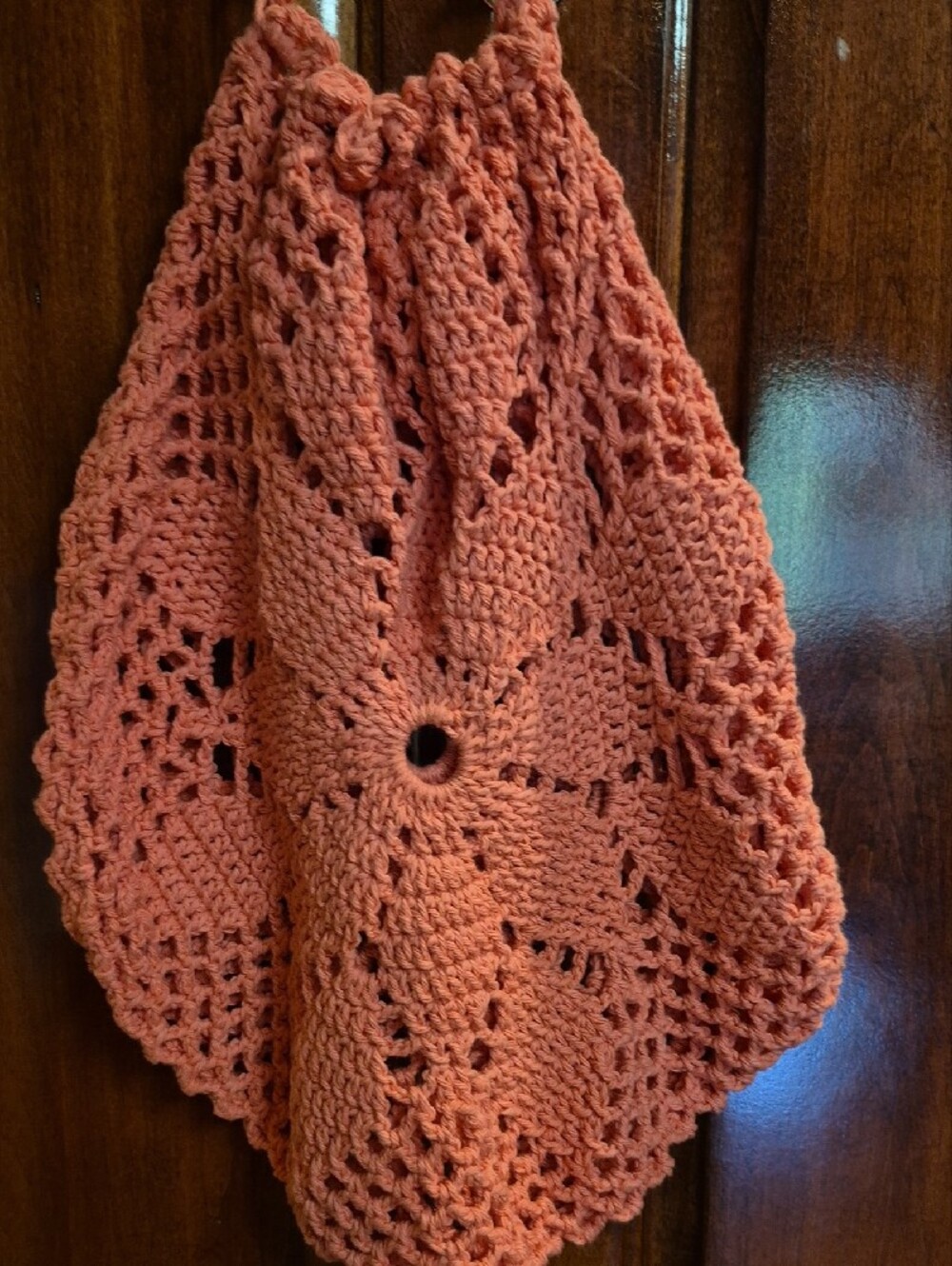 Handcrafted Coral Crochet Shoulder Bag - Picture 4 of 5